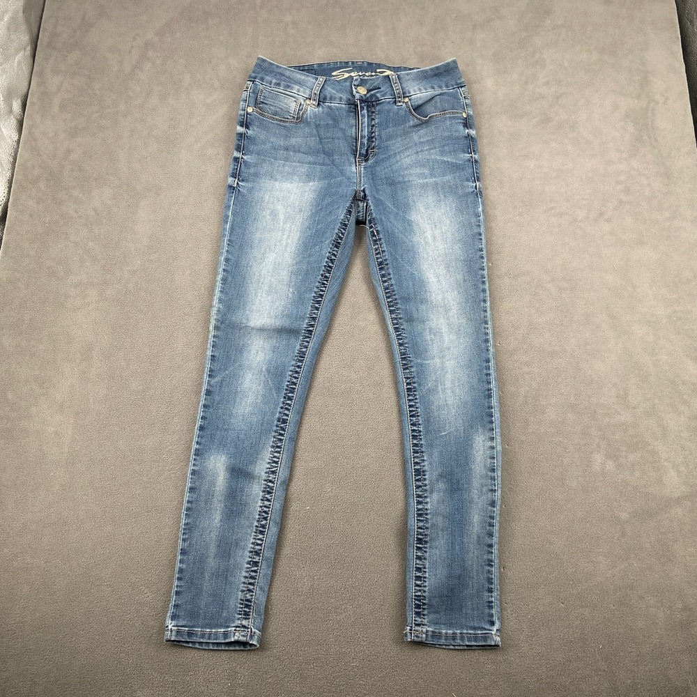 Seven7 Jeans Womens 10 Blue Denim Faded Stretch Streetwear Grunge‎ Skinny Leg